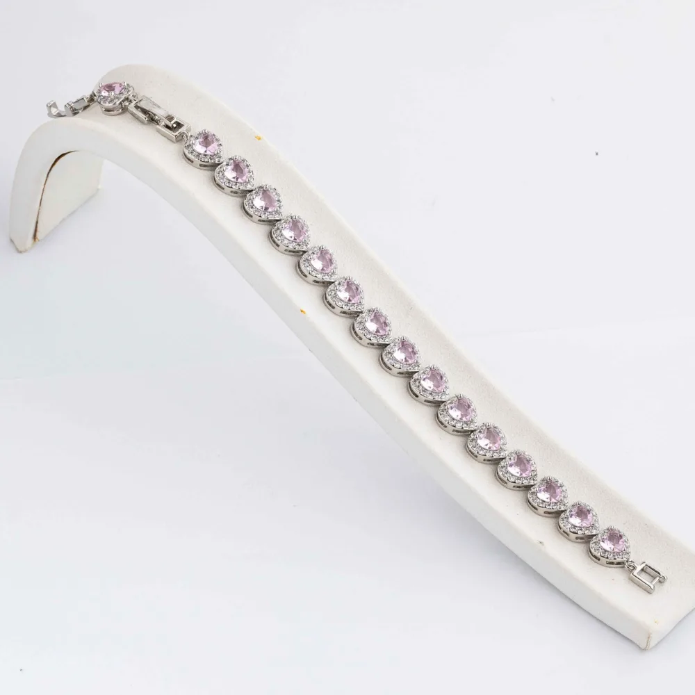 Tennis Bracelet Baby Pink Sapphire S/ Silver 925 ΚΩΔ 6009 Olga Kosmima - Image 1