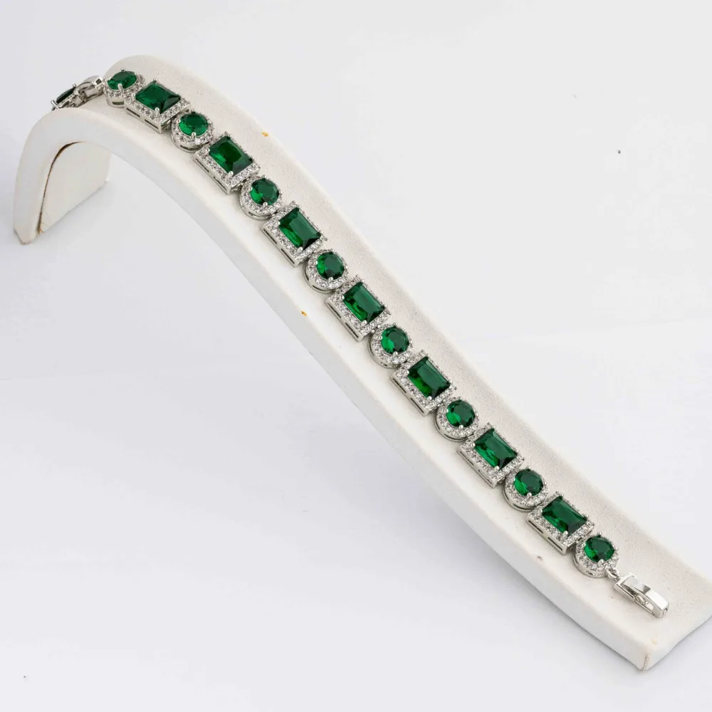 Tennis Bracelet Green Sapphire S/ Silver 925 ΚΩΔ 6019 Olga Kosmima - Image 1