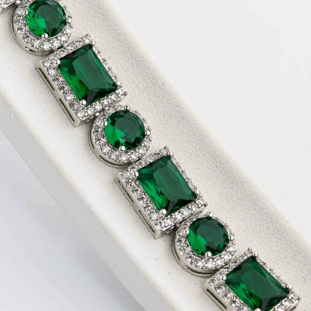 Tennis Bracelet Green Sapphire S/ Silver 925 ΚΩΔ 6019 Olga Kosmima - Image 2