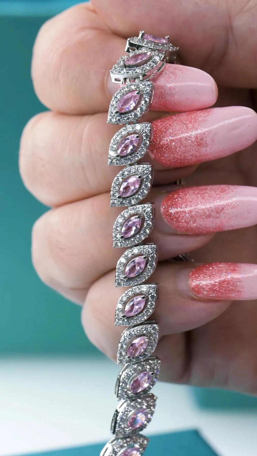 Tennis Bracelet Baby Pink Sapphire S/ Silver 925 ΚΩΔ 6050 Olga Kosmima - Image 4