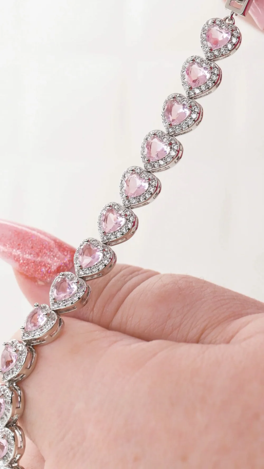 Tennis Bracelet Baby Pink Sapphire S/ Silver 925 ΚΩΔ 6009 Olga Kosmima - Image 3