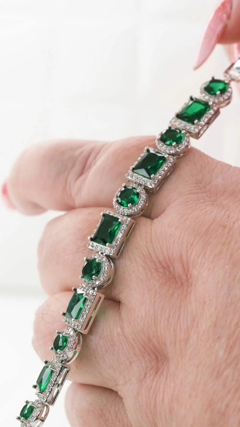 Tennis Bracelet Green Sapphire S/ Silver 925 ΚΩΔ 6019 Olga Kosmima - Image 3