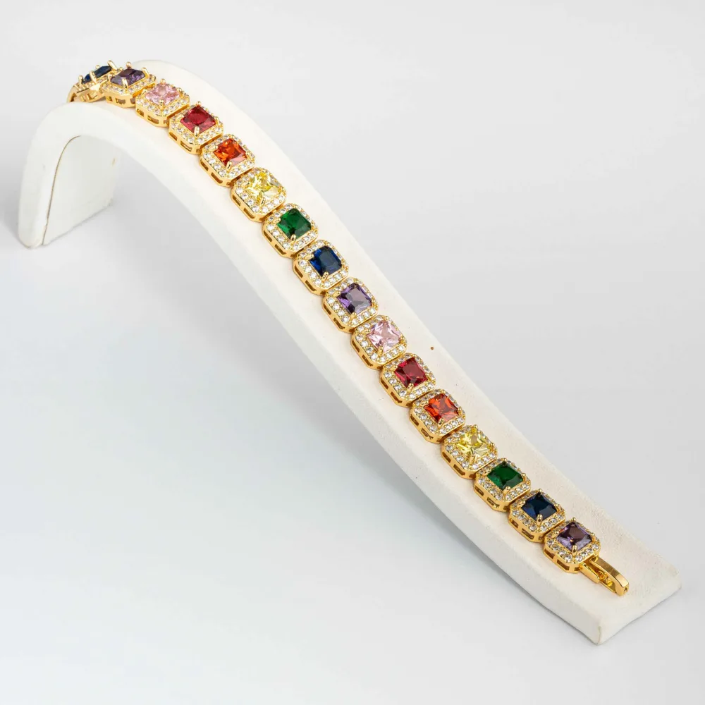 Tennis Bracelet Multicolor Sapphire Gold S/ Silver 18K ΚΩΔ 6063 Olga Kosmima - Image 1