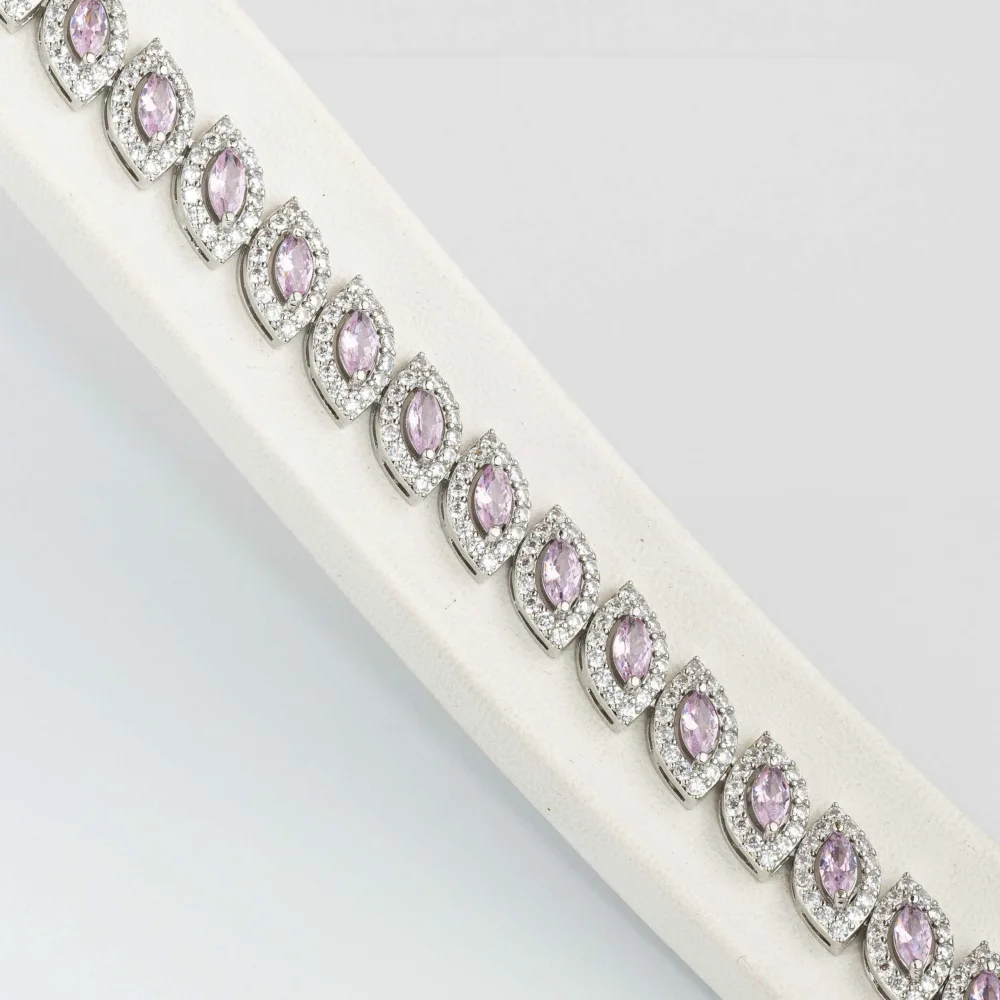 Tennis Bracelet Baby Pink Sapphire S/ Silver 925 ΚΩΔ 6050 Olga Kosmima - Image 3