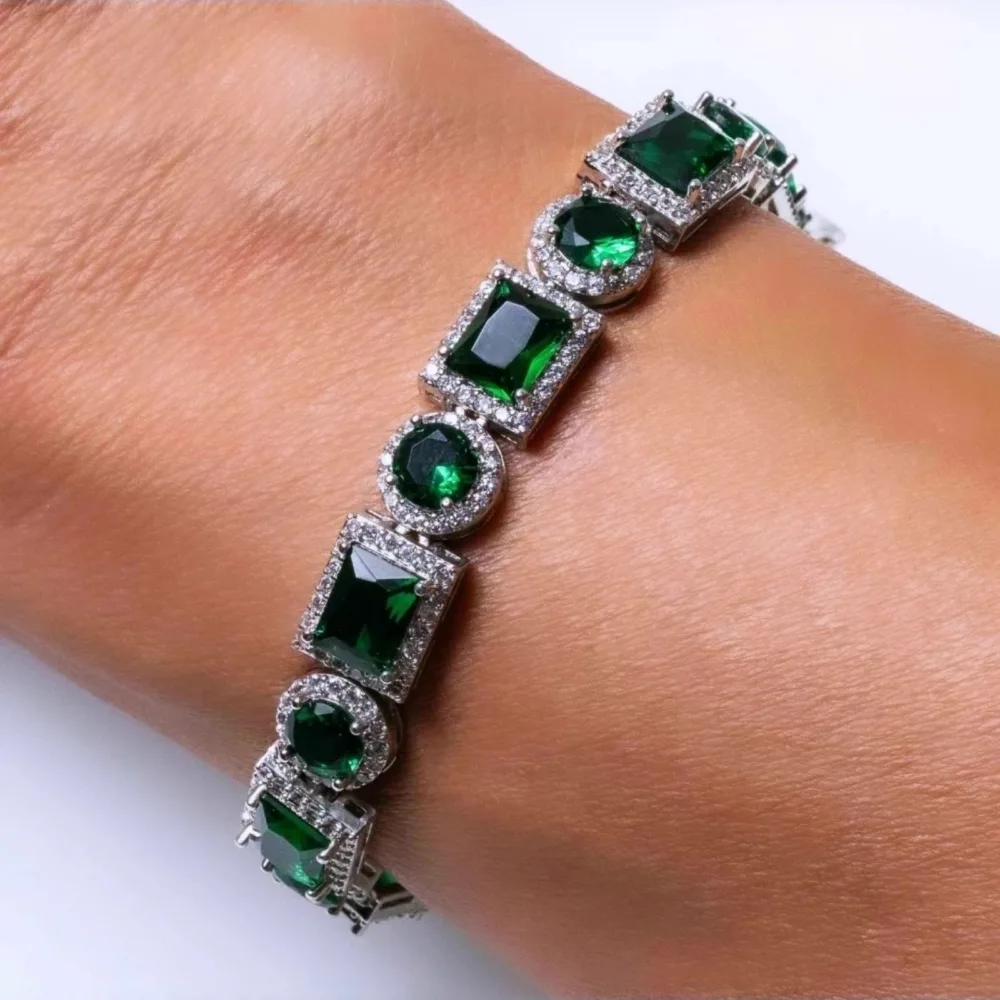 Tennis Bracelet Green Sapphire S/ Silver 925 ΚΩΔ 6019 Olga Kosmima - Image 5