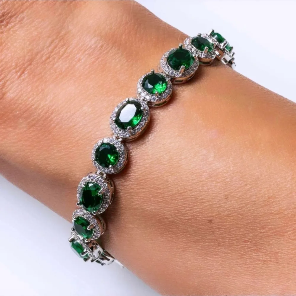 Tennis Bracelet Green Sapphire S/ Silver 925 ΚΩΔ 6045 Olga Kosmima - Image 5