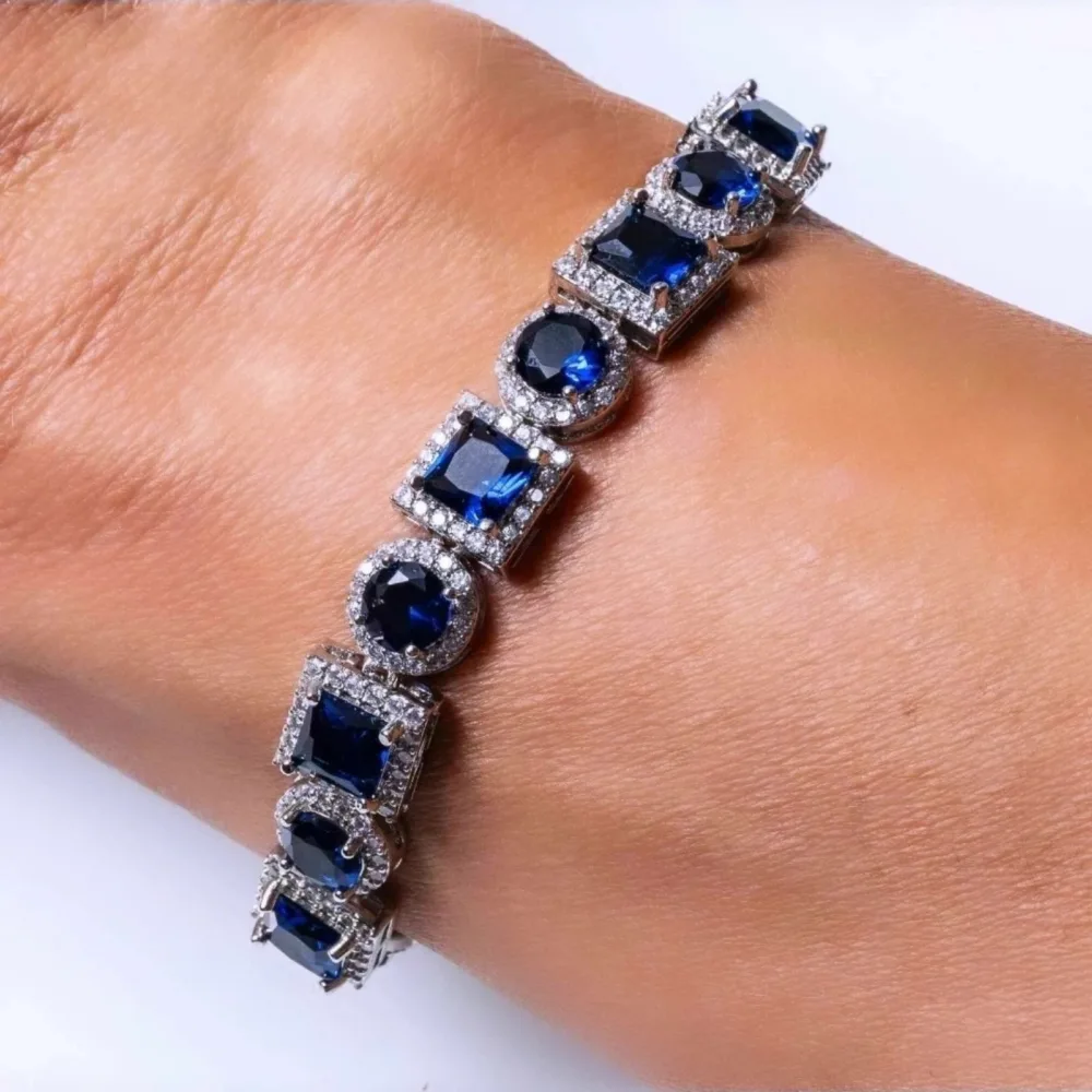 Tennis Bracelet Blue Sapphire S/ Silver 925 ΚΩΔ 6040 Olga Kosmima - Image 5