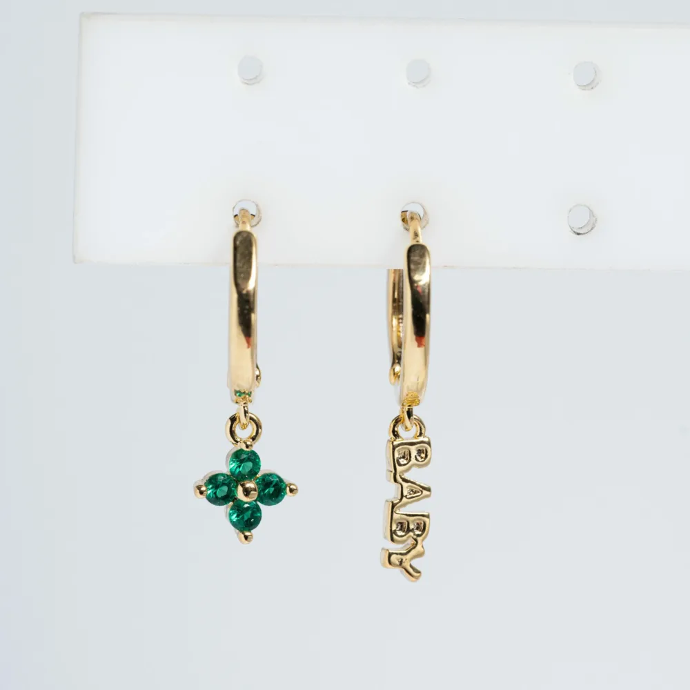 Κομψά Σκουλαρίκια Hoop Gold 24K Silver 925 Με Ζιργκόν ΚΩΔ 1014 Olga Kosmima - Image 1