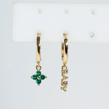 Κομψά Σκουλαρίκια Hoop Gold 24K Silver 925 Με Ζιργκόν ΚΩΔ 1014 Olga Kosmima