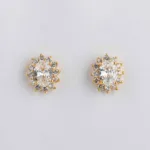 Rosette Earrings White Sapphire Gold S/ Silver 18K ΚΩΔ 1132 Olga Kosmima