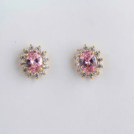 Rosette Earrings Baby Pink Sapphire Gold S/ Silver 18K ΚΩΔ 1135 Olga Kosmima