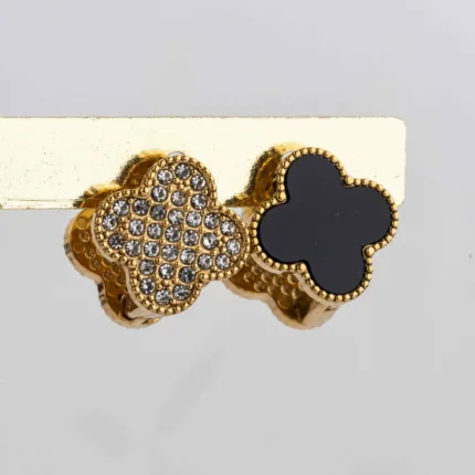 Double Faced Earrings Black Enamel & Crystal ΚΩΔ 1170 Olga Kosmima