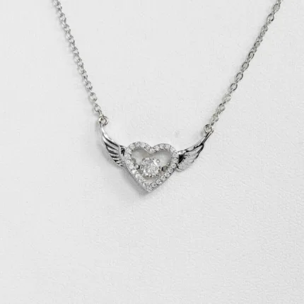Angel Wings & Heart Necklace S/ Silver ΚΩΔ 4246 OlgaKosmima