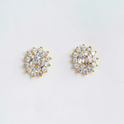 Rosette Earrings White Sapphire Gold S/ Silver 18K ΚΩΔ 1230 OlgaKosmima