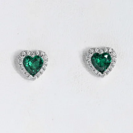 Rhodium Heart of the Ocean Green Earrings ΚΩΔ 1003 Olga Kosmima