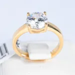White Zircon Solitaire Golden Ring ΚΩΔ 2001 Olga Kosmima - Image 3