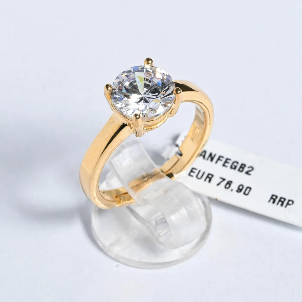 White Zircon Solitaire Golden Ring ΚΩΔ 2001 Olga Kosmima - Image 1