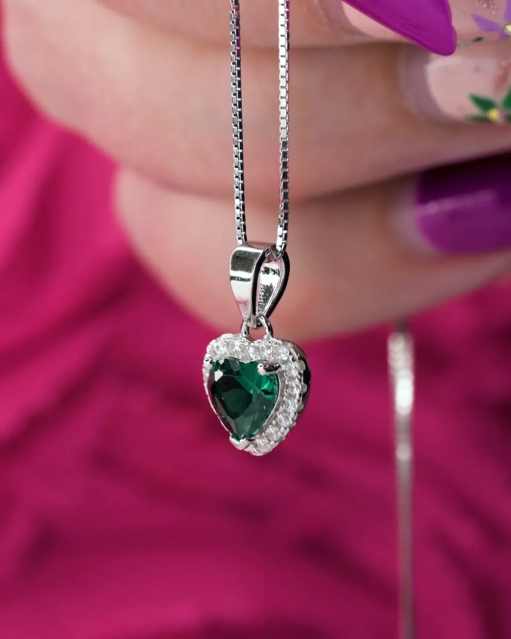 Rhodium Heart of the Ocean Green Earrings ΚΩΔ 1003 Olga Kosmima - Image 3