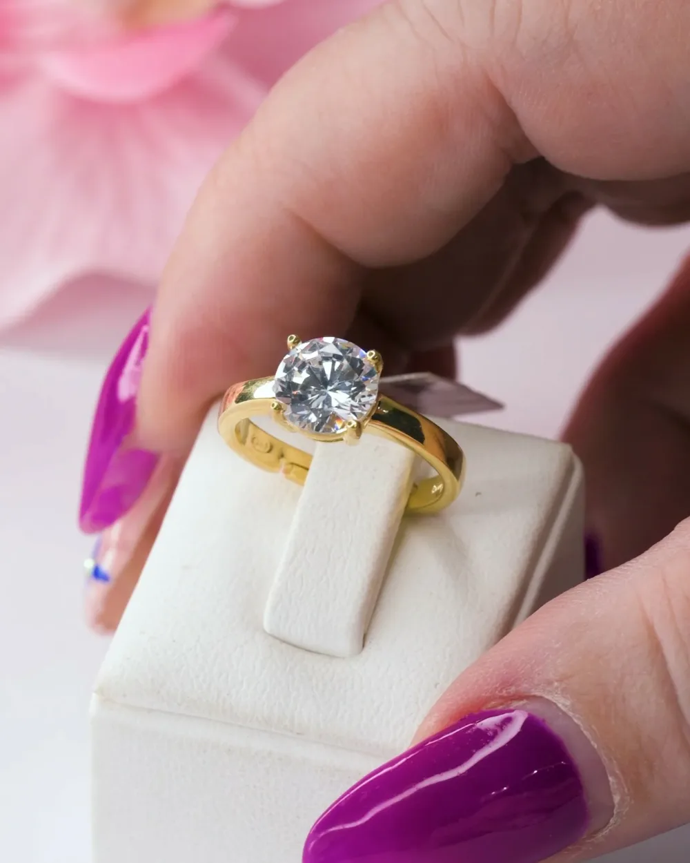 White Zircon Solitaire Golden Ring ΚΩΔ 2001 Olga Kosmima - Image 4