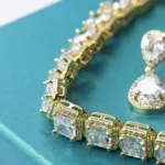 Σετ Double Drop Earrings White Sapphire Gold S/ Silver 18K & Tennis Bracelet White Sapphire Gold S/ Silver 18K ΚΩΔ 9001 Olga Kosmima