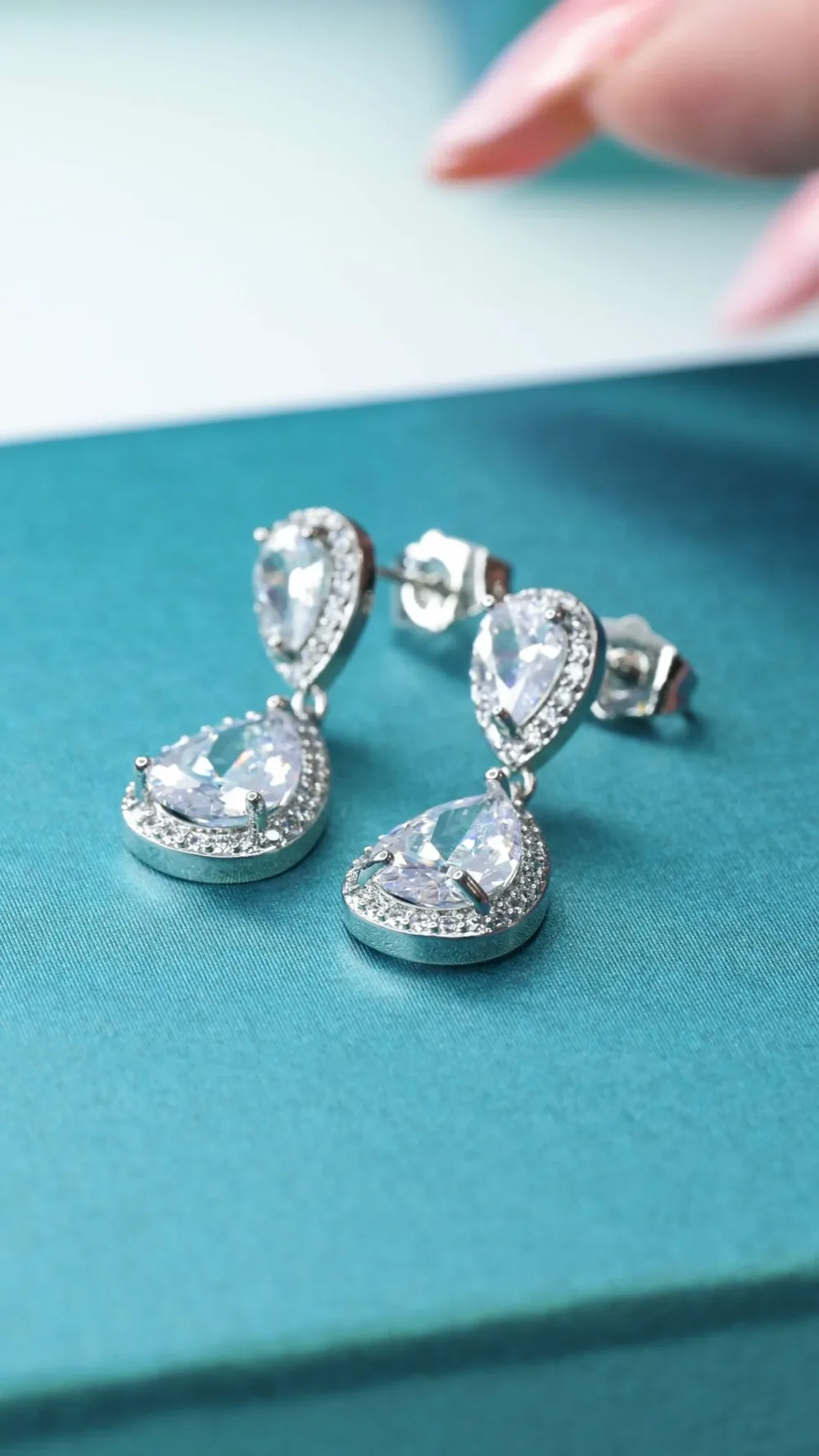 Σετ Double Drop Earrings White Sapphire S/ Silver 925 & Tennis Bracelet White Sapphire S/ Silver 925 ΚΩΔ 9004 Olga Kosmima - Image 3