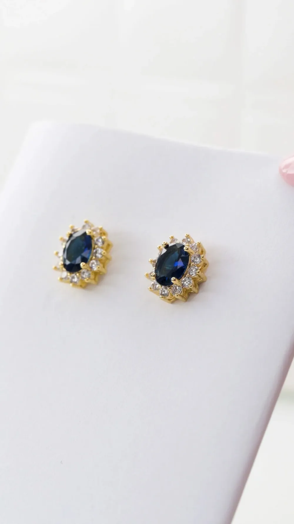 Rosette Earrings Blue Sapphire Gold S/ Silver 18K ΚΩΔ 1134 Olga Kosmima - Image 4