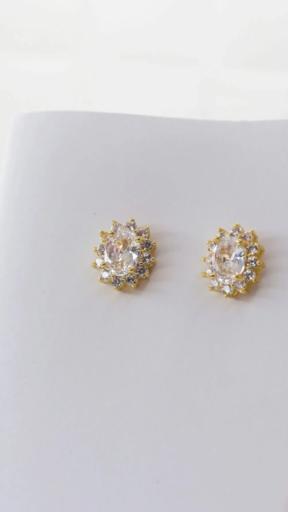 Rosette Earrings White Sapphire Gold S/ Silver 18K ΚΩΔ 1132 Olga Kosmima - Image 4