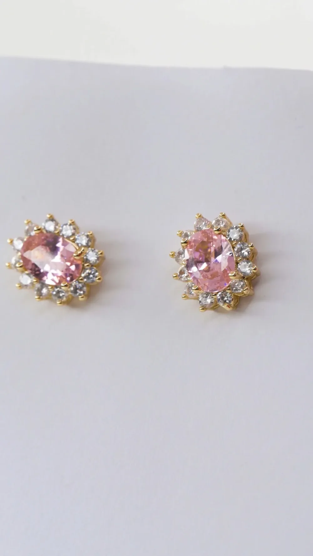 Rosette Earrings Baby Pink Sapphire Gold S/ Silver 18K ΚΩΔ 1135 Olga Kosmima - Image 3