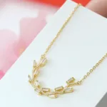 Golden Branch Inspired Necklace with White Stones S/ Silver ΚΩΔ 4640 OlgaKosmima