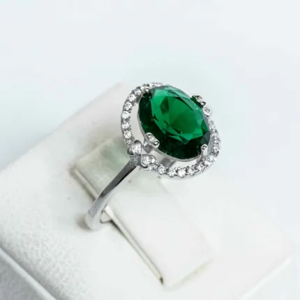 Green Emerald Oval Cut Ring S/ Silver ΚΩΔ 2543 OlgaKosmima