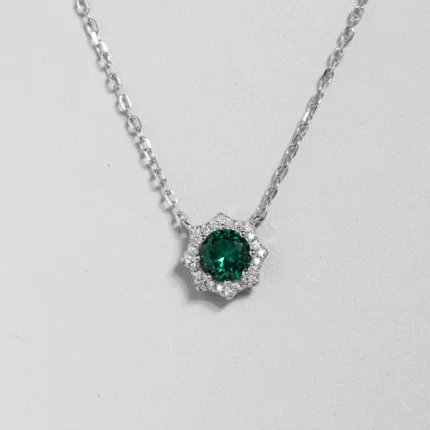 Octagon Necklace Green Emerald S/ Silver ΚΩΔ 4496 OlgaKosmima