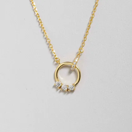 Golden Ring Necklace White Sapphire S/ Silver ΚΩΔ 4464 OlgaKosmima