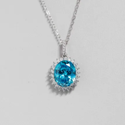 Rosette Pendant Aquamarine Gemstone S/ Silver ΚΩΔ 4458 OlgaKosmima