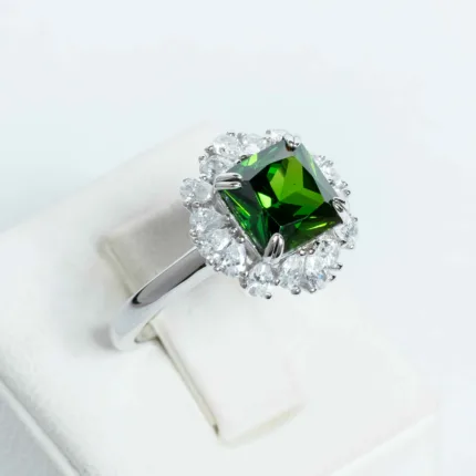 Green Emerald Ring Princess Cut S/ Silver ΚΩΔ 2836 OlgaKosmima