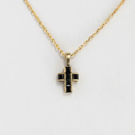 Cross Princess Cut Black Jet Gold Silver 18K ΚΩΔ 4088 Olga Kosmima