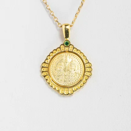 Κωνσταντινάτο Handmade Green Sapphire Gold Silver 18K ΚΩΔ 4103 Olga Kosmima