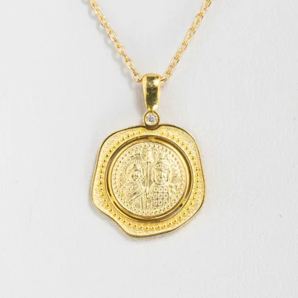 Κωνσταντινάτο Handmade White Sapphire Gold Silver 18K ΚΩΔ 4111 Olga Kosmima