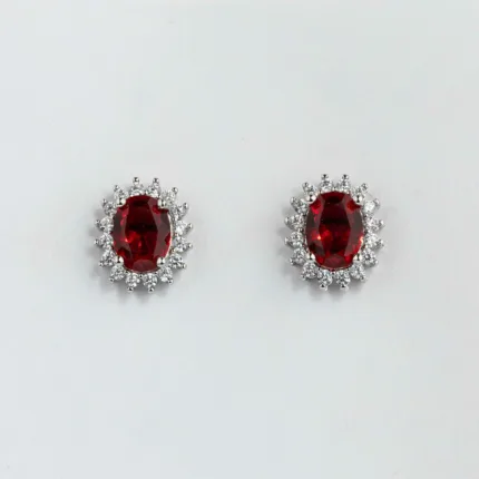 Rosette Earrings Red Sapphire S/ Silver 925 ΚΩΔ 1150 Olga Kosmima