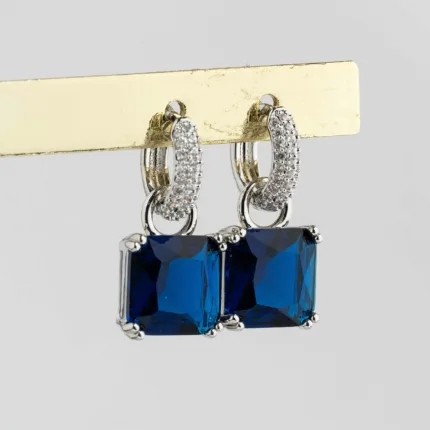 Tennis Earrings Blue Sapphire S/ Silver 925 ΚΩΔ 1156 Olga Kosmima