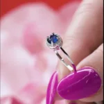 Blue Sapphire Halo Ring S/ Silver ΚΩΔ 2522 OlgaKosmima - Image 4