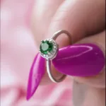 Green Emerald Halo Ring S/ Silver ΚΩΔ 2521 OlgaKosmima - Image 4
