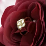 Golden Clover Bloom White Sapphire S/ Silver Ring ΚΩΔ 2511 OlgaKosmima - Image 4