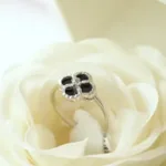 Clover Bloom Black Sapphire S/ Silver Ring ΚΩΔ 2702 OlgaKosmima - Image 2