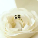 Golden Clover Bloom Black Sapphire S/ Silver Ring ΚΩΔ 2700 OlgaKosmima - Image 4