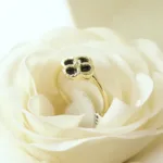 Golden Clover Bloom Black Sapphire S/ Silver Ring ΚΩΔ 2700 OlgaKosmima